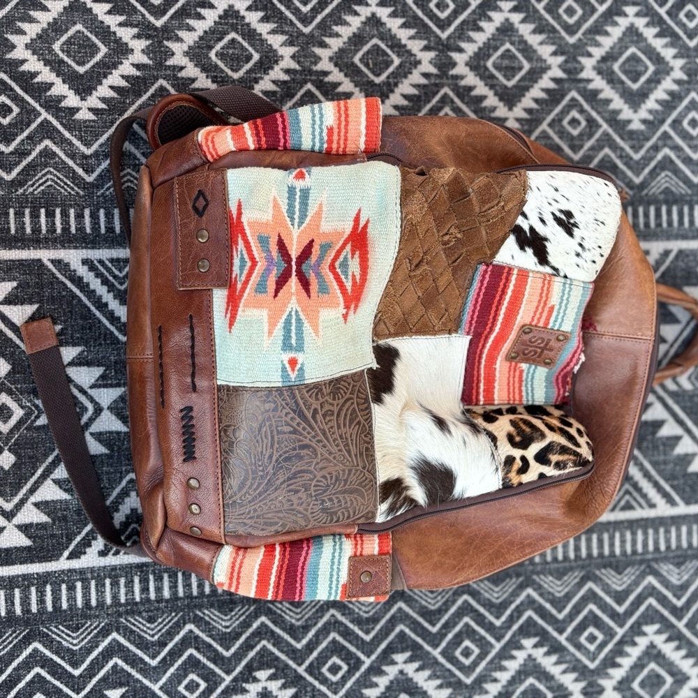 STS Ranchwear Brown Leather Backpack & matching wallet - Picture 2 of 11